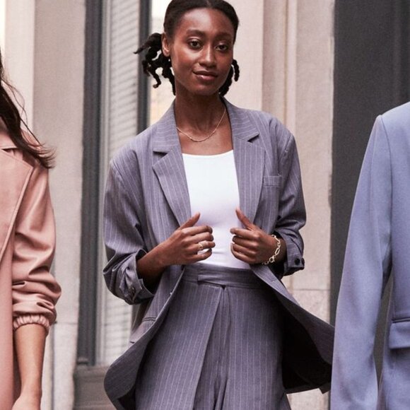 Worthington Gray Pinstripe Stretch Career Blazer Charcoal Like New Jason Bolden - Picture 2 of 4